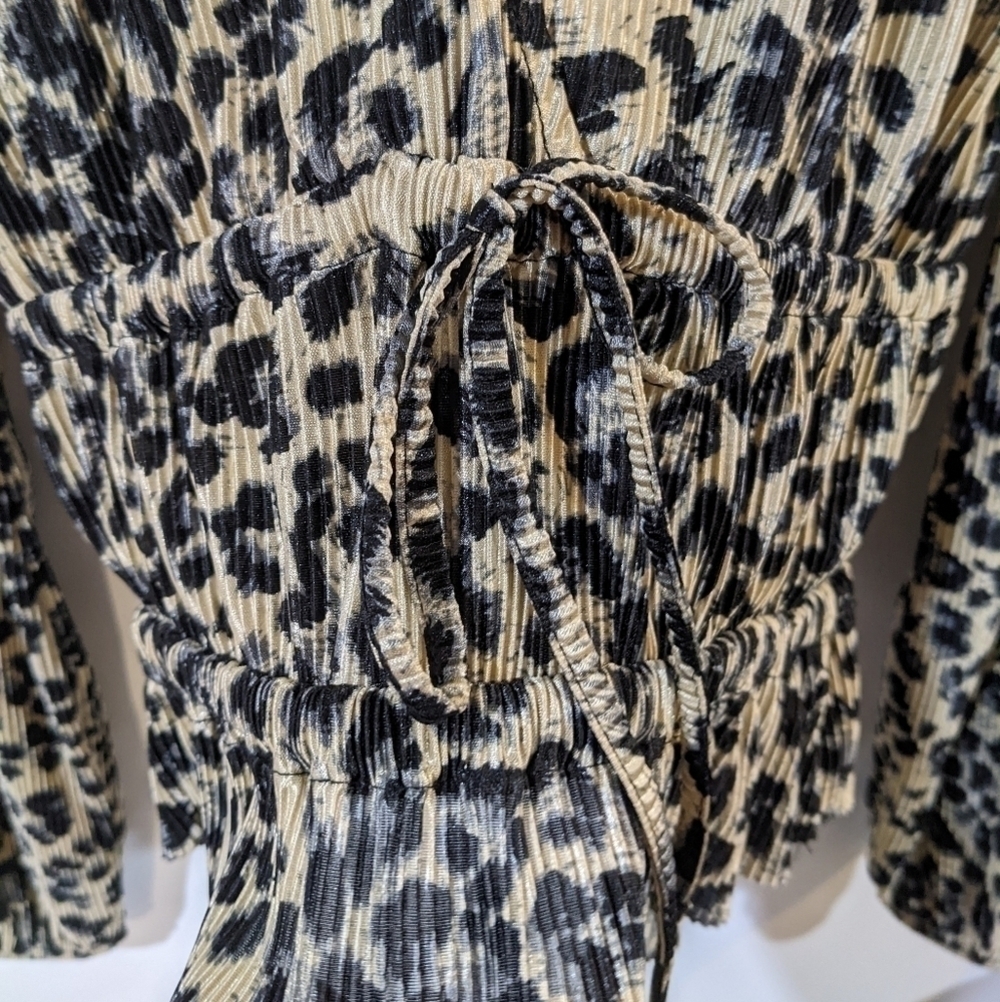 Zara | Leopard Accordion Pleated Blouse - Picture 5 of 9